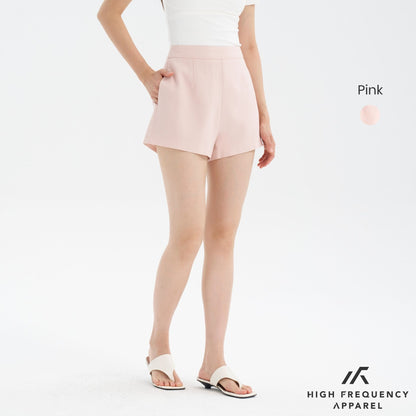 Linen High Waisted Back Zipper Shorts