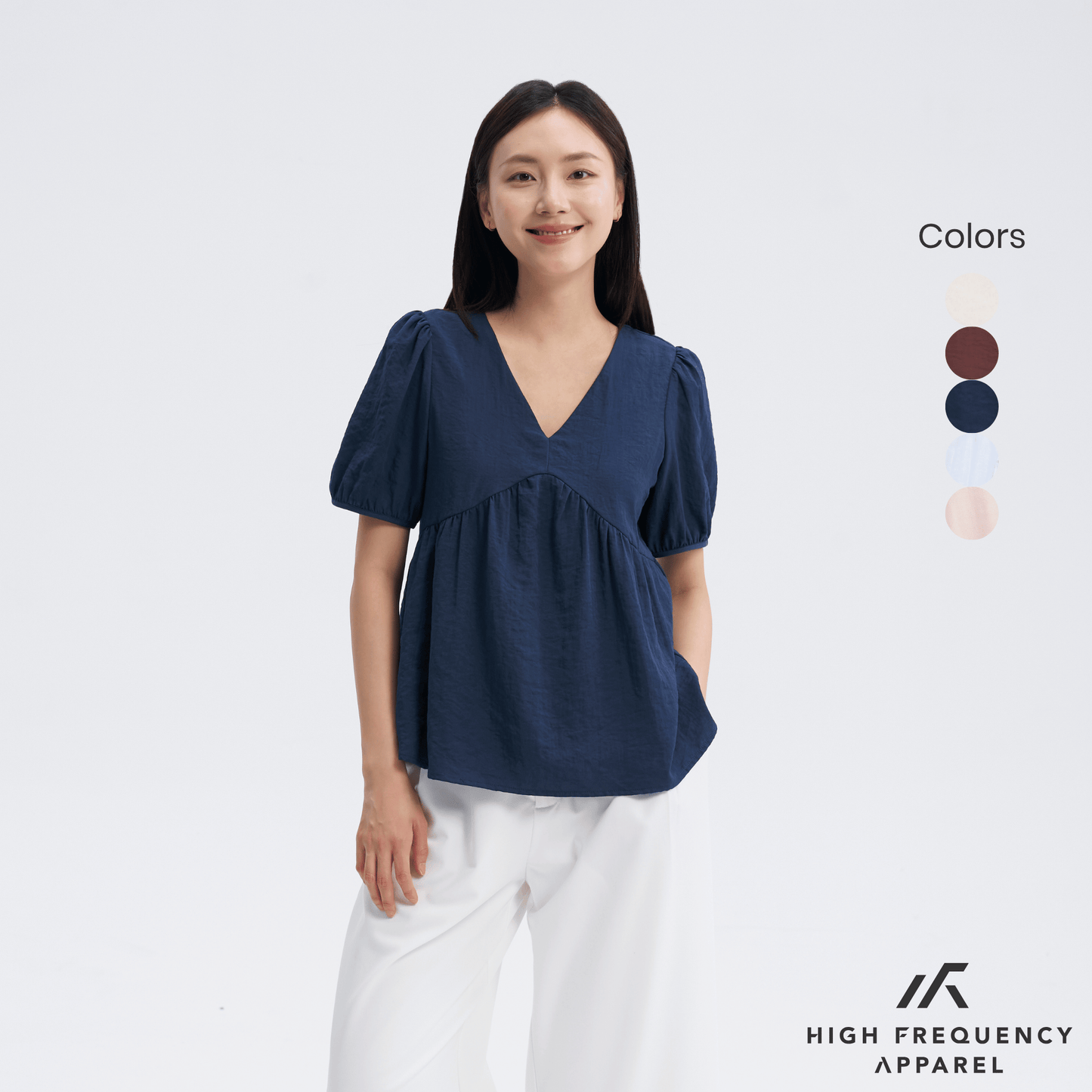 v-neck short sleeve flowy babydoll blouse