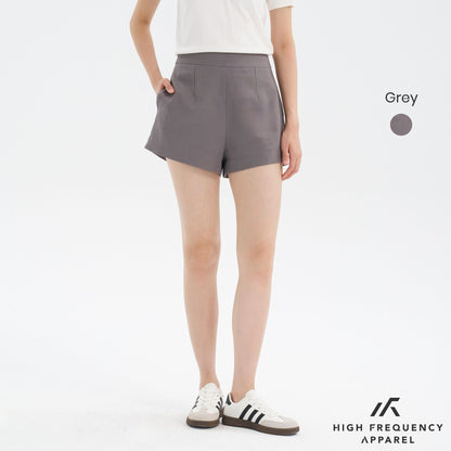 Linen High Waisted Back Zipper Shorts