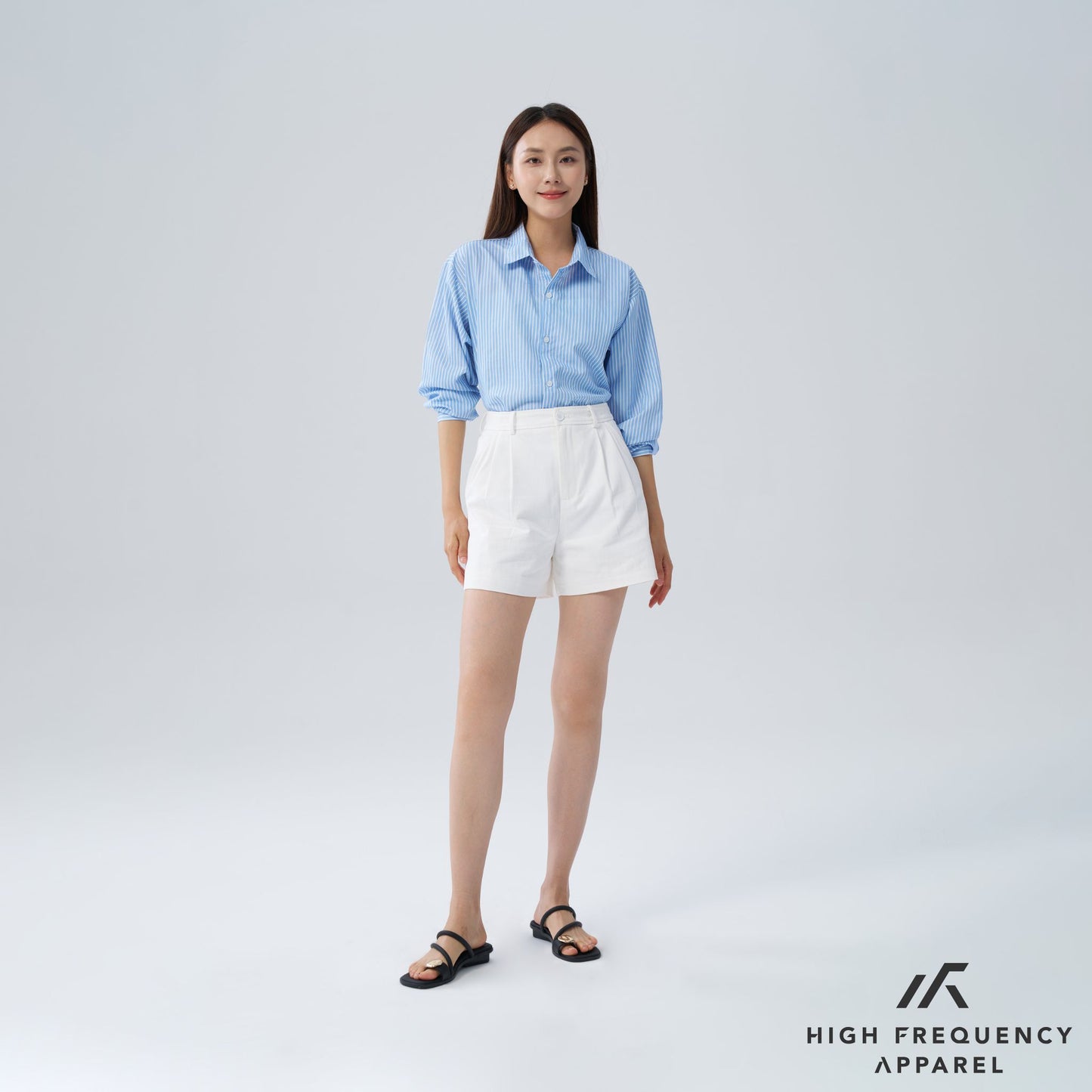 hfa women's double pleated chino high-waisted shorts