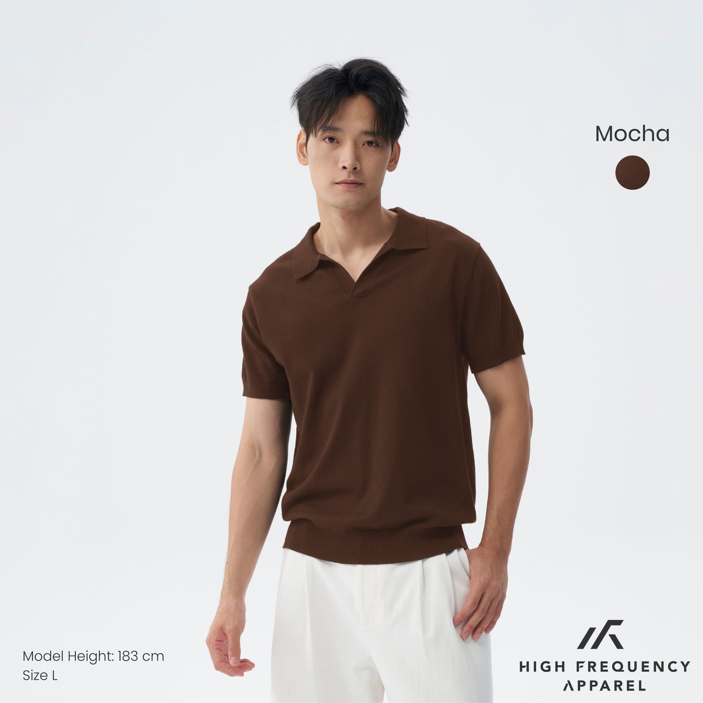 hfa men's buttonless knitted polo shirt