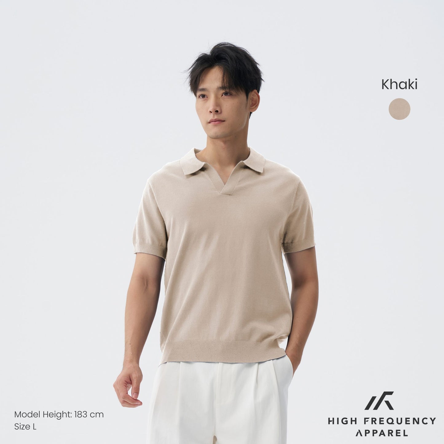 hfa men's buttonless knitted polo shirt