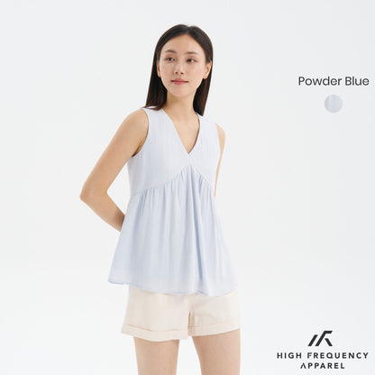 V-Neck Textured Iron-Free Sleeveless Blouse