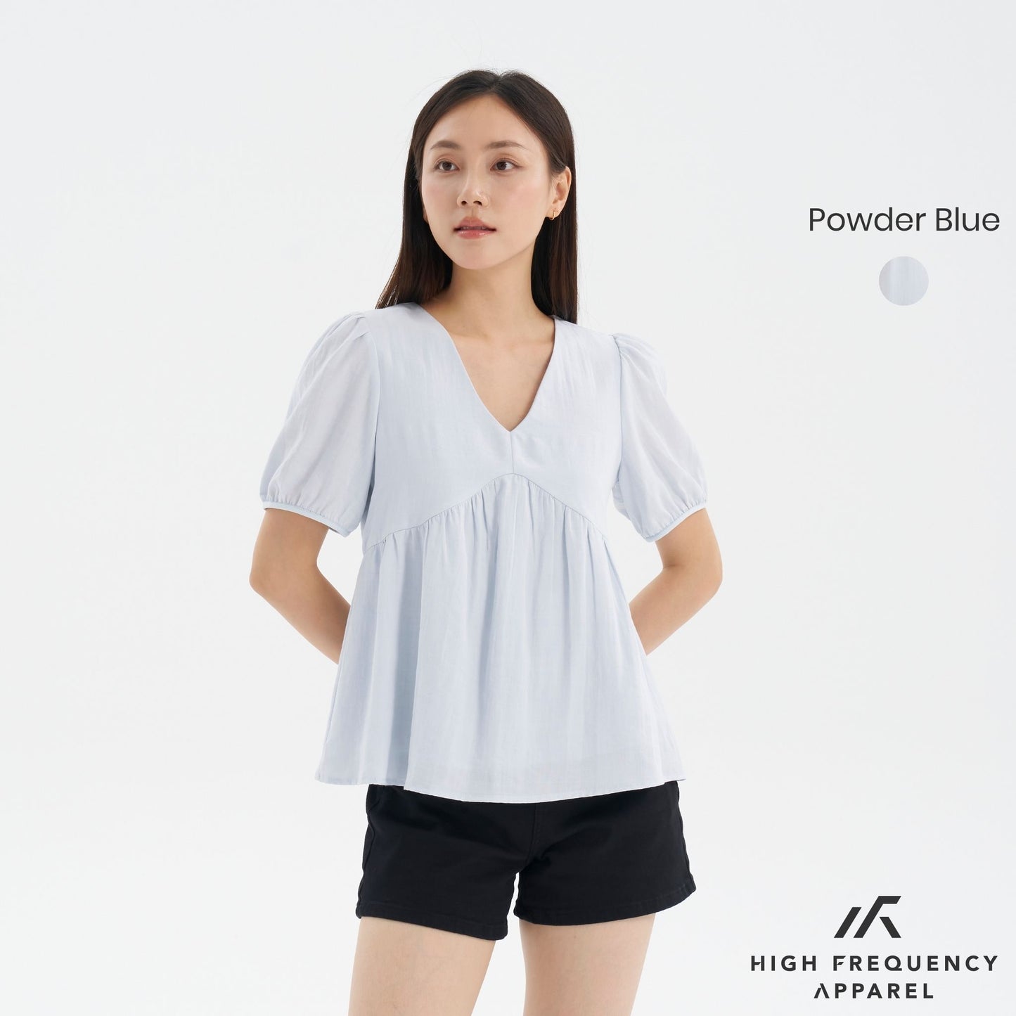 v-neck short sleeve flowy babydoll blouse