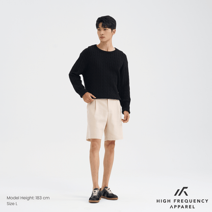 Single Pleated Linen Shorts