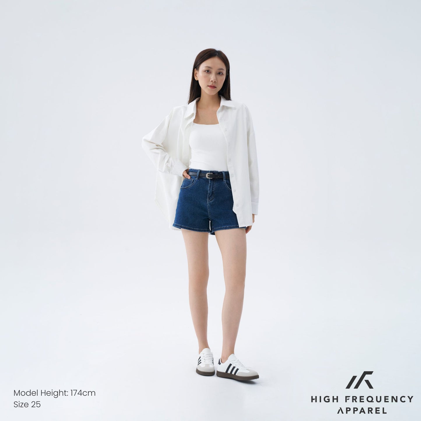 hfa women's mid-waisted stretch denim shorts