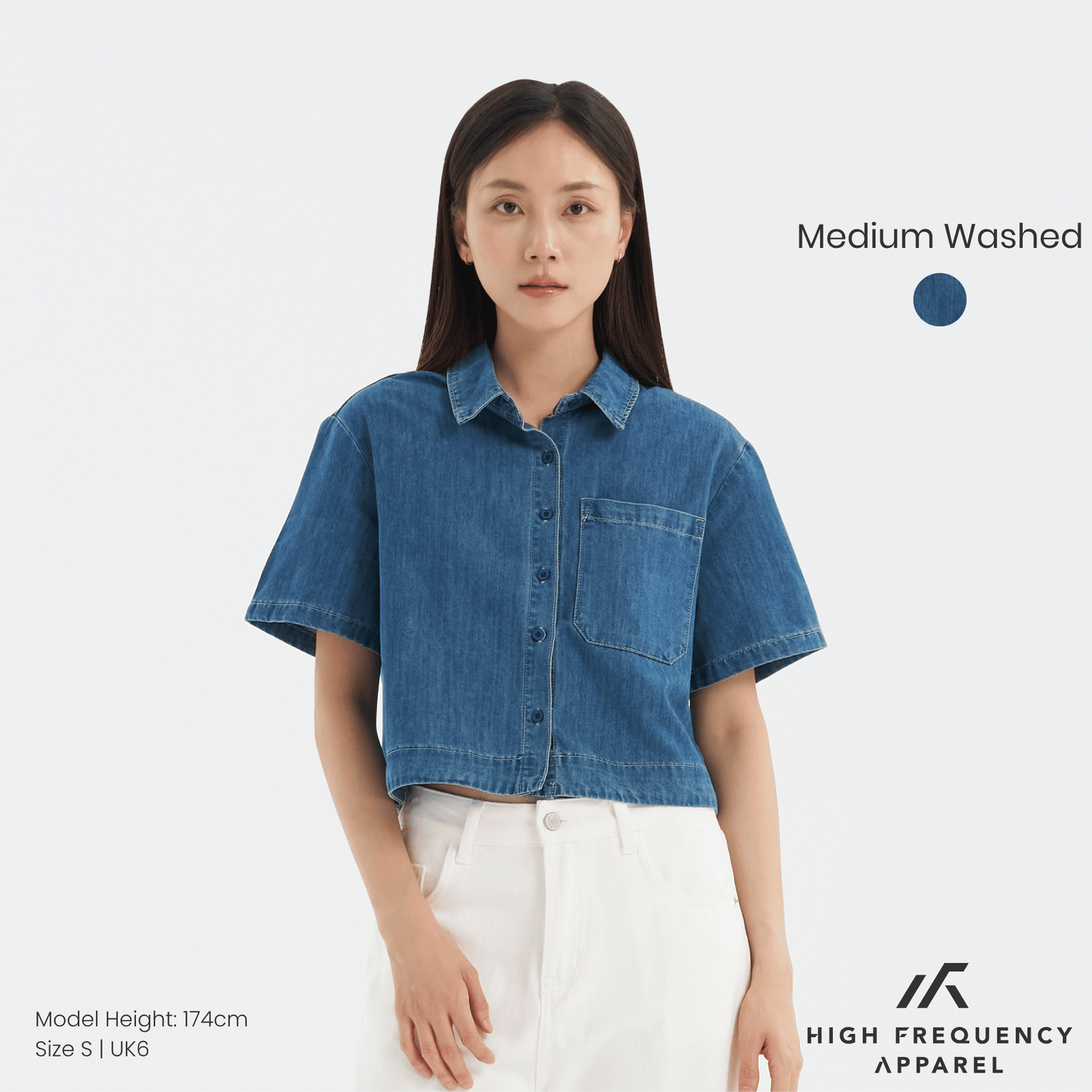 women's cropped denim shirt
