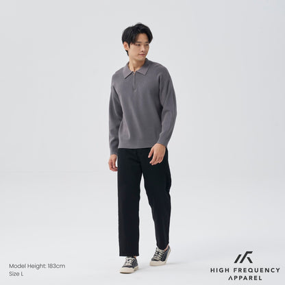 HFA Men’s Long Sleeve Knitted Zip Polo