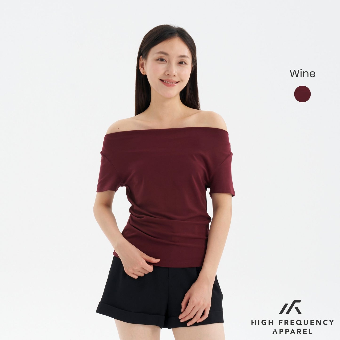 soft stretch four-way off shoulder top