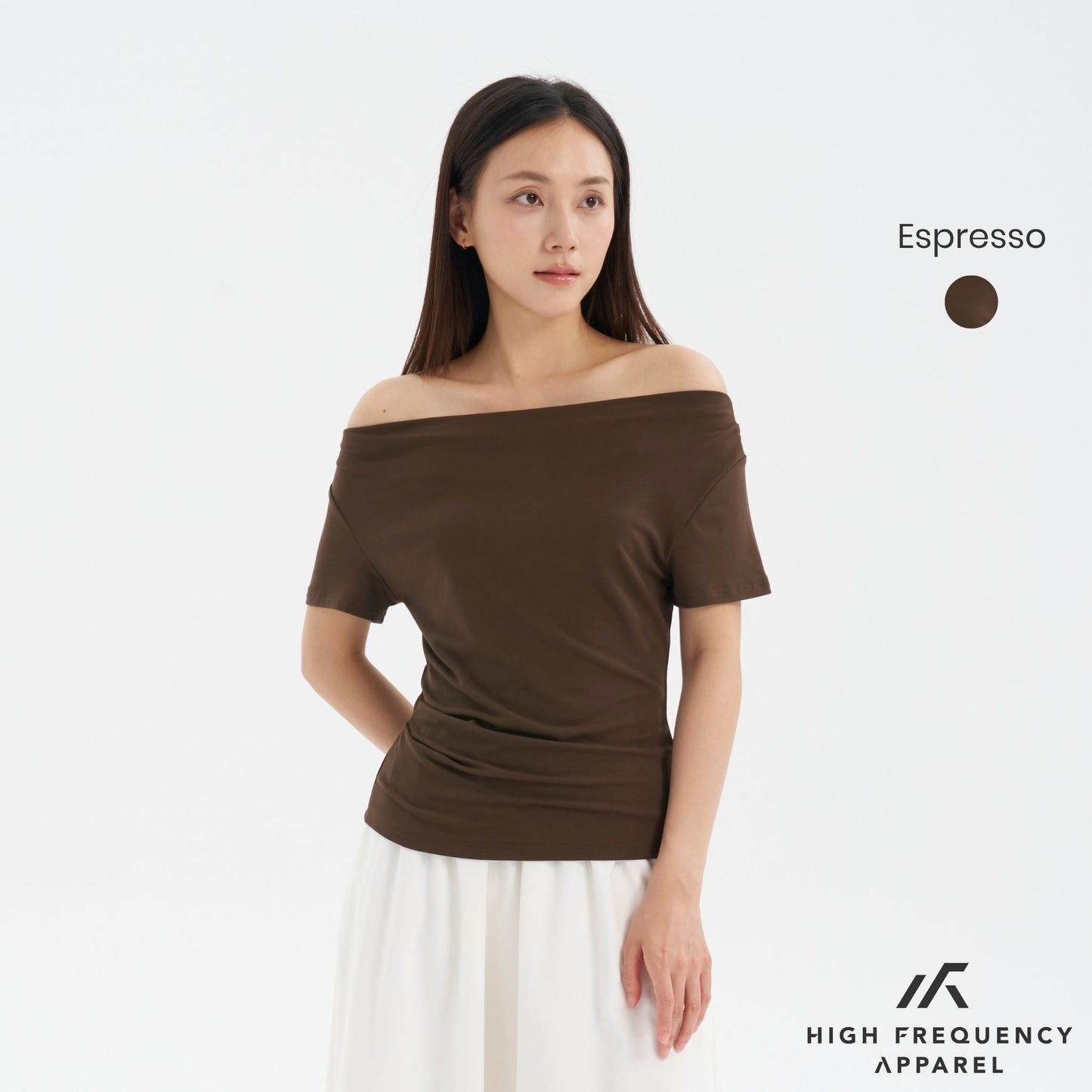 soft stretch four-way off shoulder top