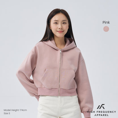 Cropped Two-Way Zippered Hoodie