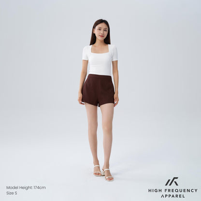 HFA Women's Linen High Waisted Shorts - Back Zipper