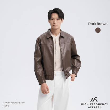 Classic PU Leather Zip-Up Jacket