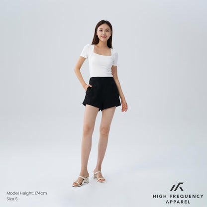 HFA Women's Linen High Waisted Shorts - Back Zipper