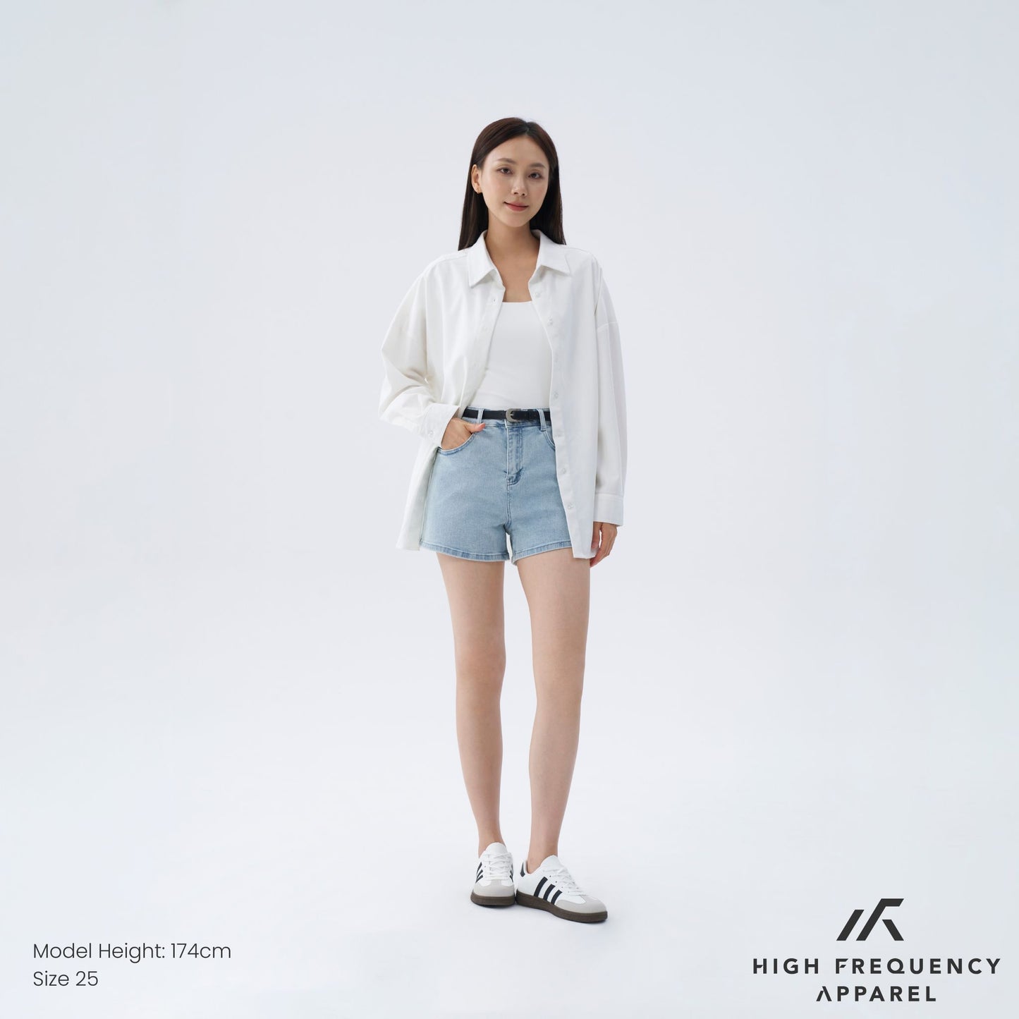 hfa women's mid-waisted stretch denim shorts