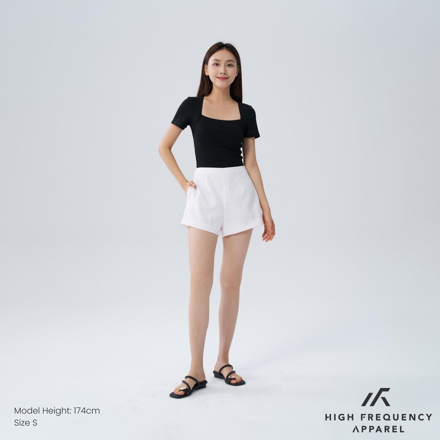 hfa women's linen high waisted shorts - back zipper