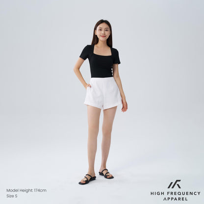 HFA Women's Linen High Waisted Shorts - Back Zipper