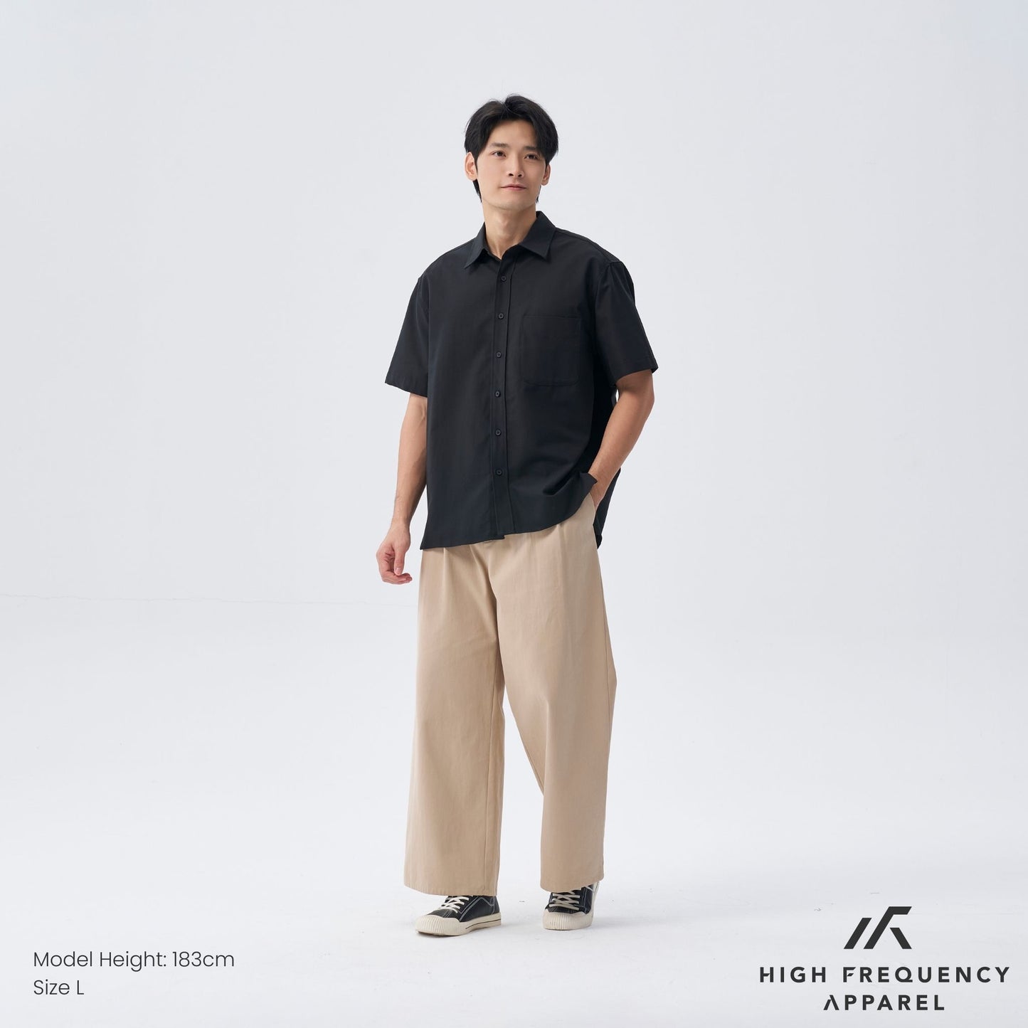 hfa men’s oversized short sleeve shirt with curved hem