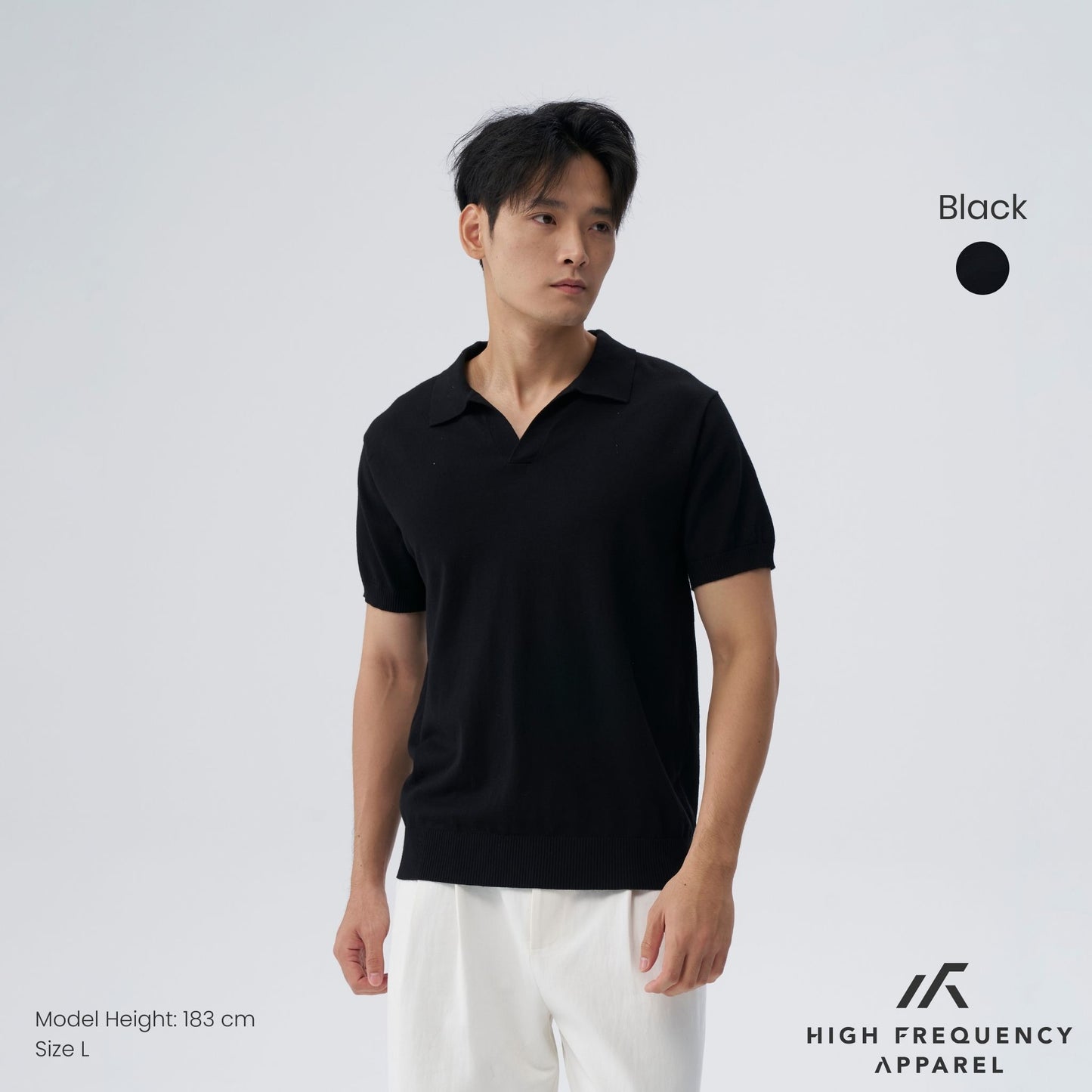 hfa men's buttonless knitted polo shirt