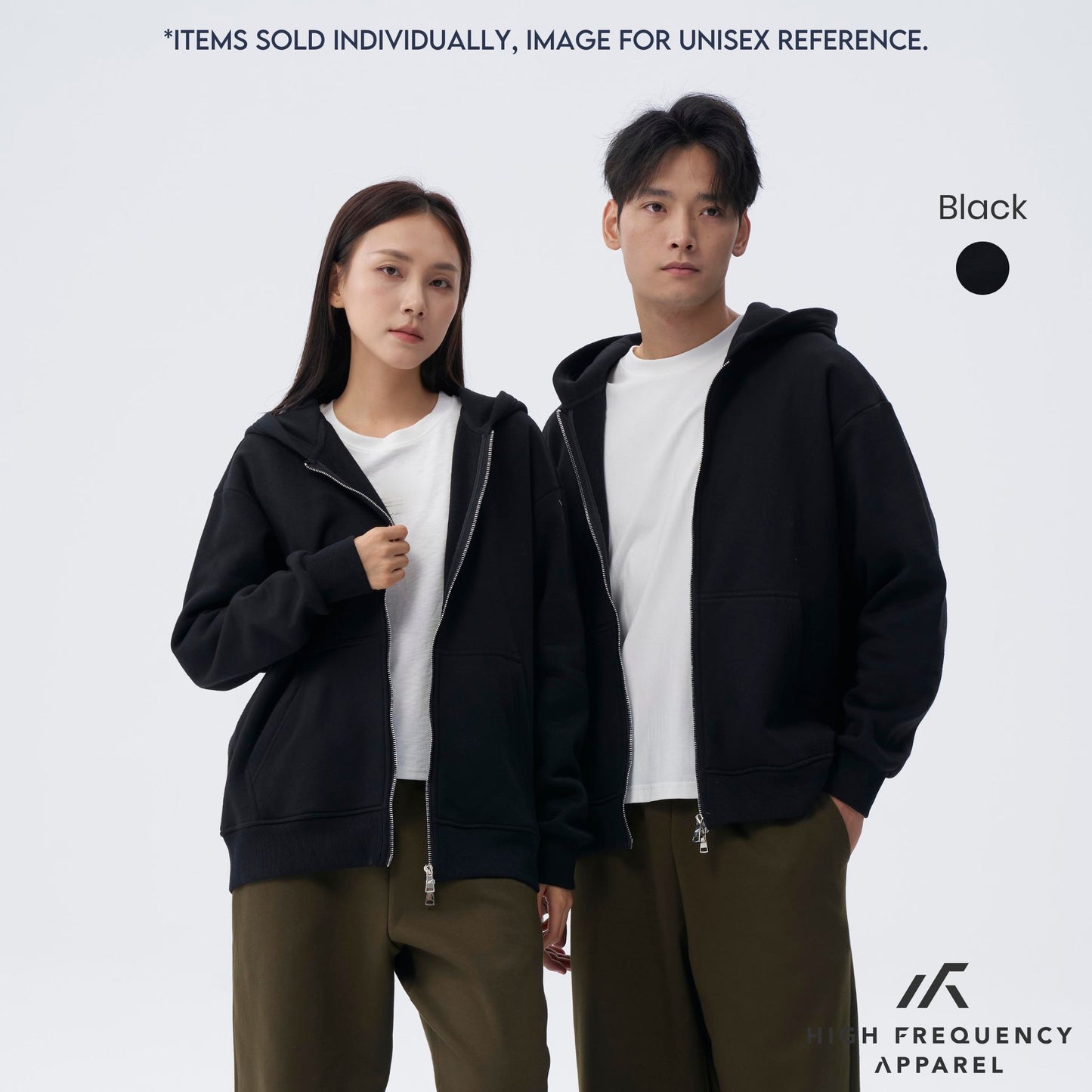 hfa unisex two-way zipper fleece hoodie
