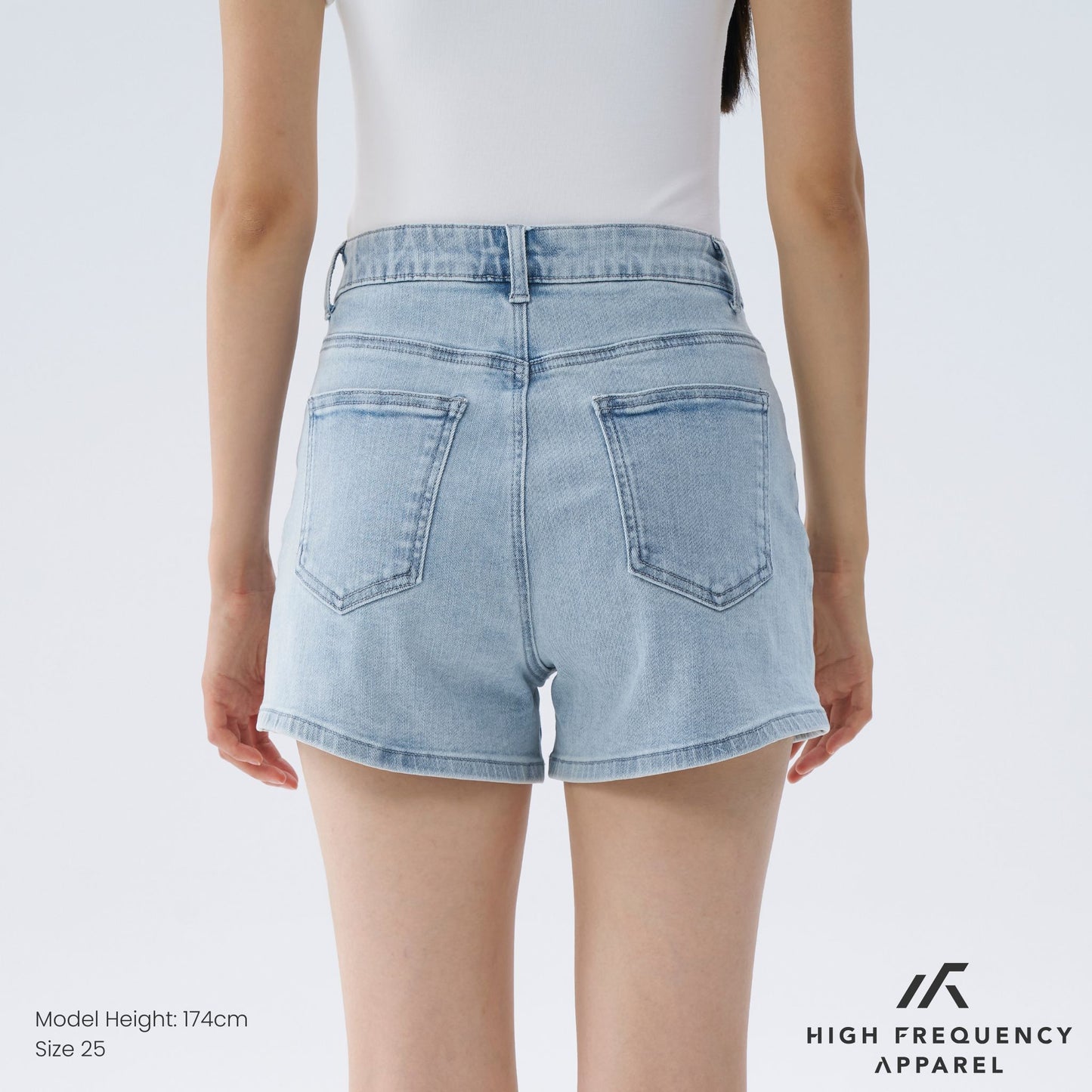 hfa women's mid-waisted stretch denim shorts