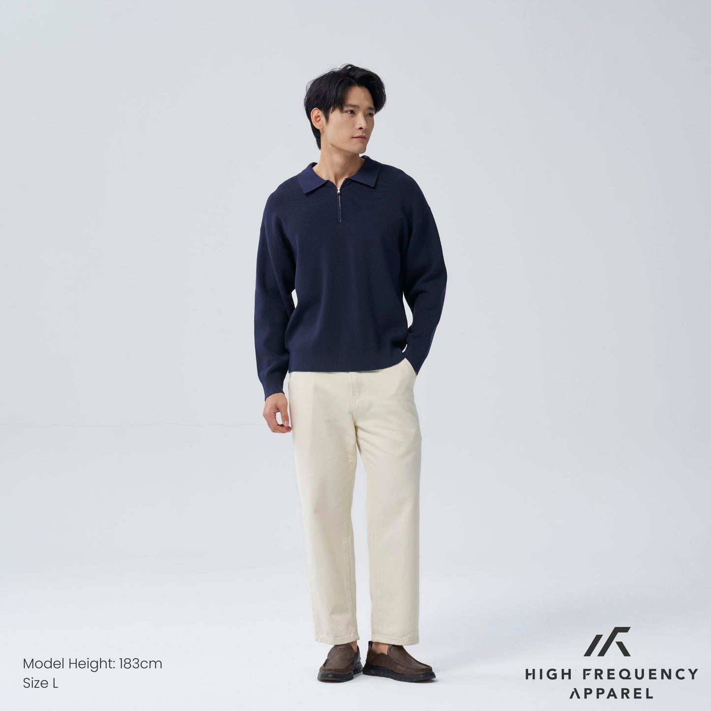 hfa men’s long sleeve knitted zip polo