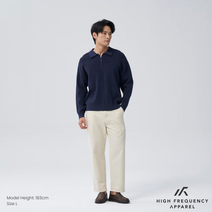 HFA Men’s Long Sleeve Knitted Zip Polo