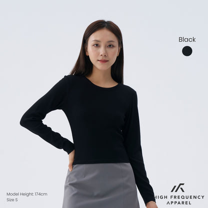 HFA Women’s Long Sleeve Ribbed Tee – Stretch Fit Essentials