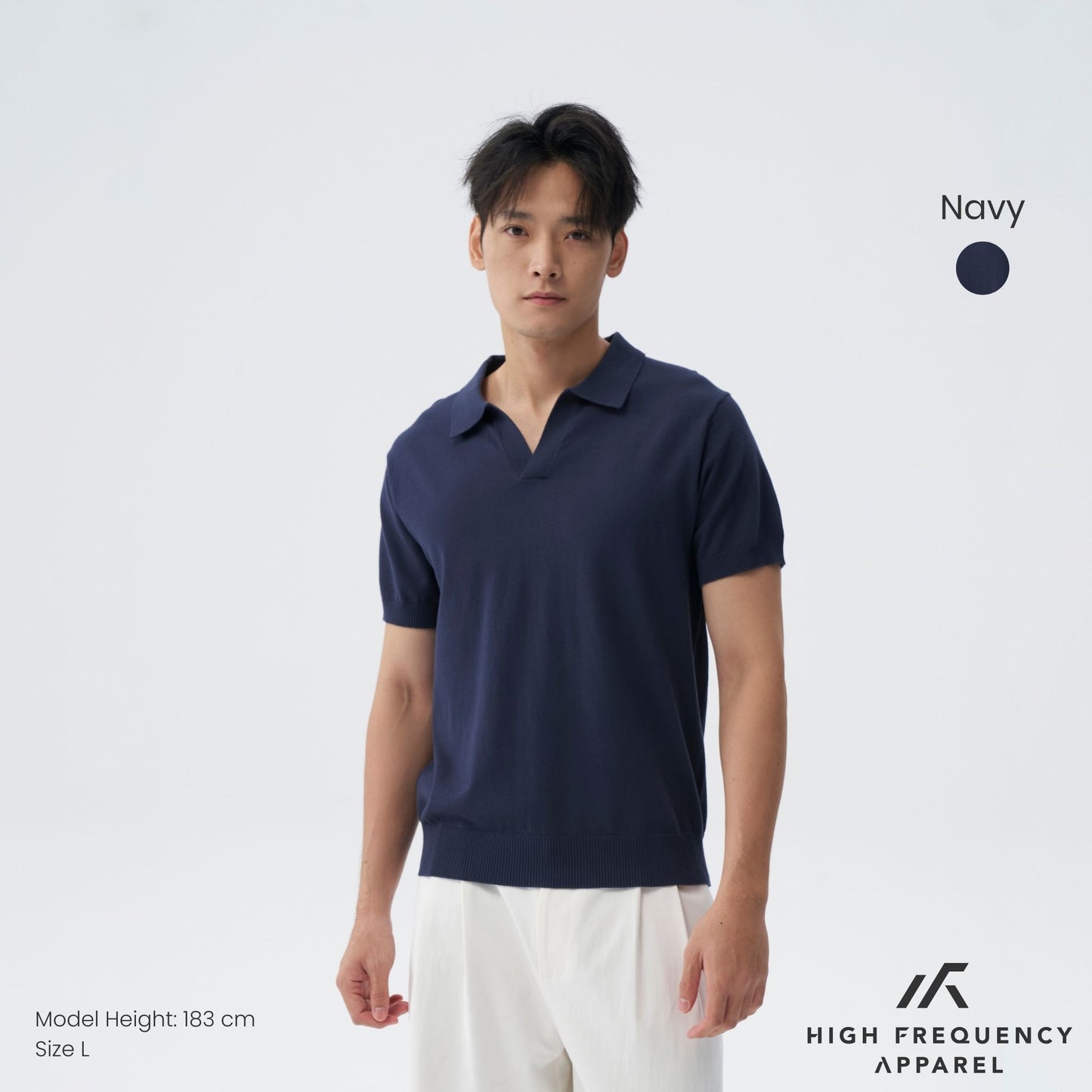 hfa men's buttonless knitted polo shirt