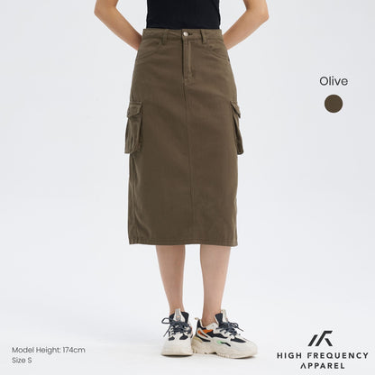 Midi Denim Cargo Skirt