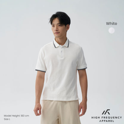 HFA Men’s Striped Collar Piqué Polo – Slim Fit