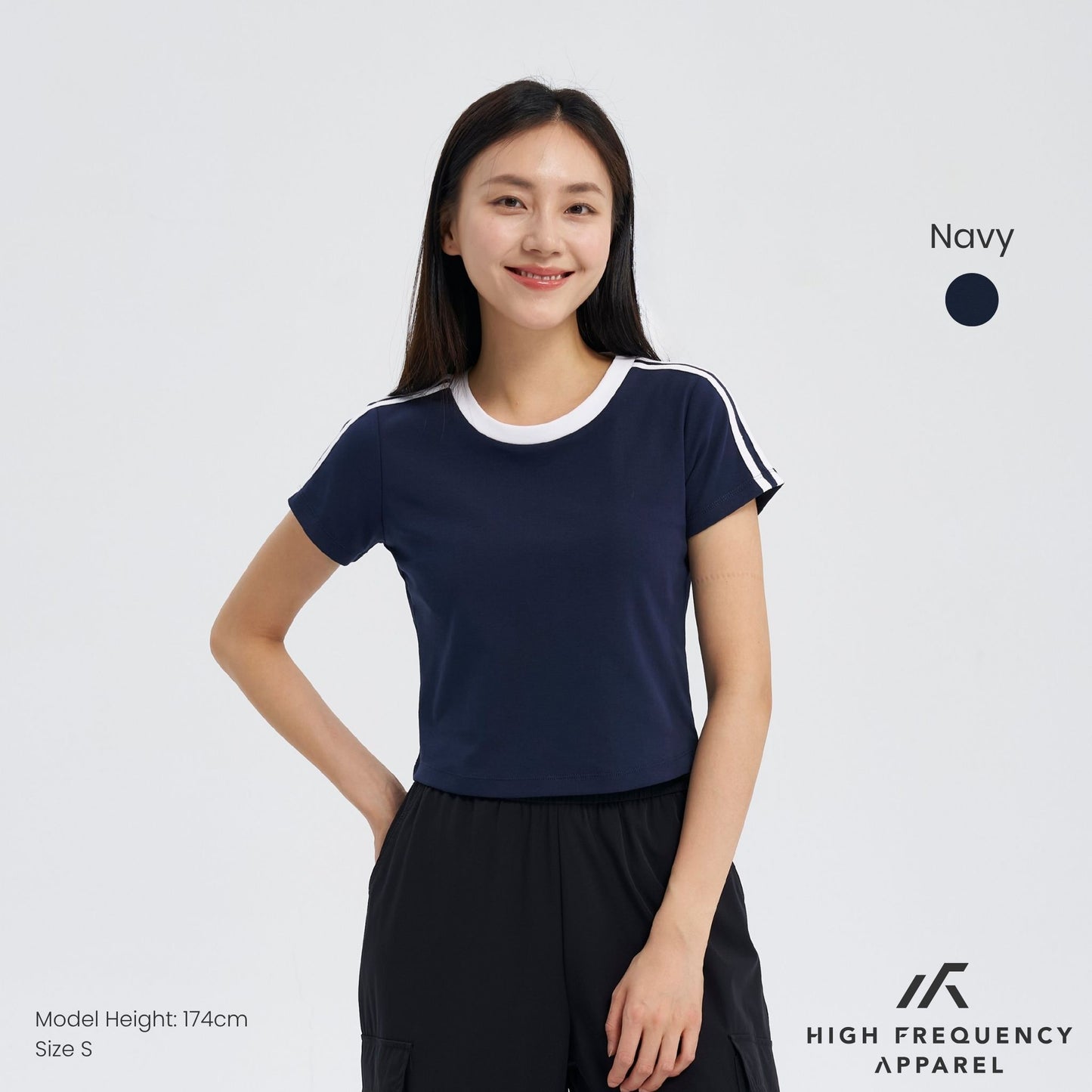 striped curved hem baby tee