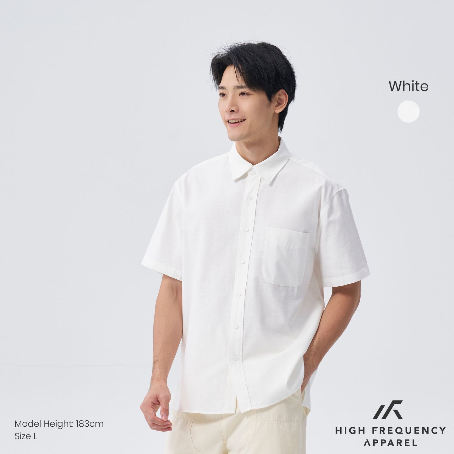 hfa men’s oversized short sleeve shirt with curved hem