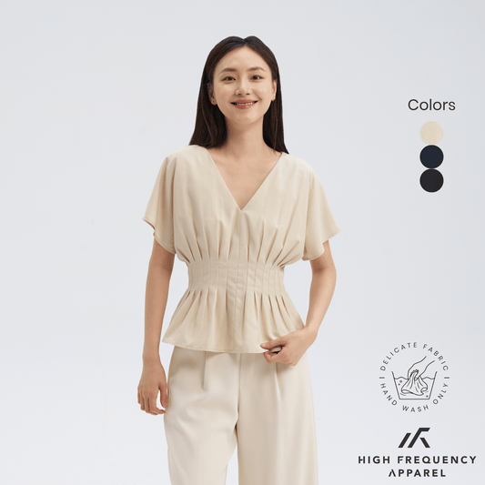 V-Neck Pintuck Sleeved Blouse