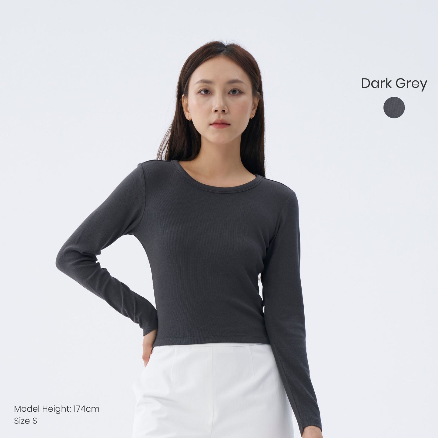 hfa women’s long sleeve ribbed tee – stretch fit essentials