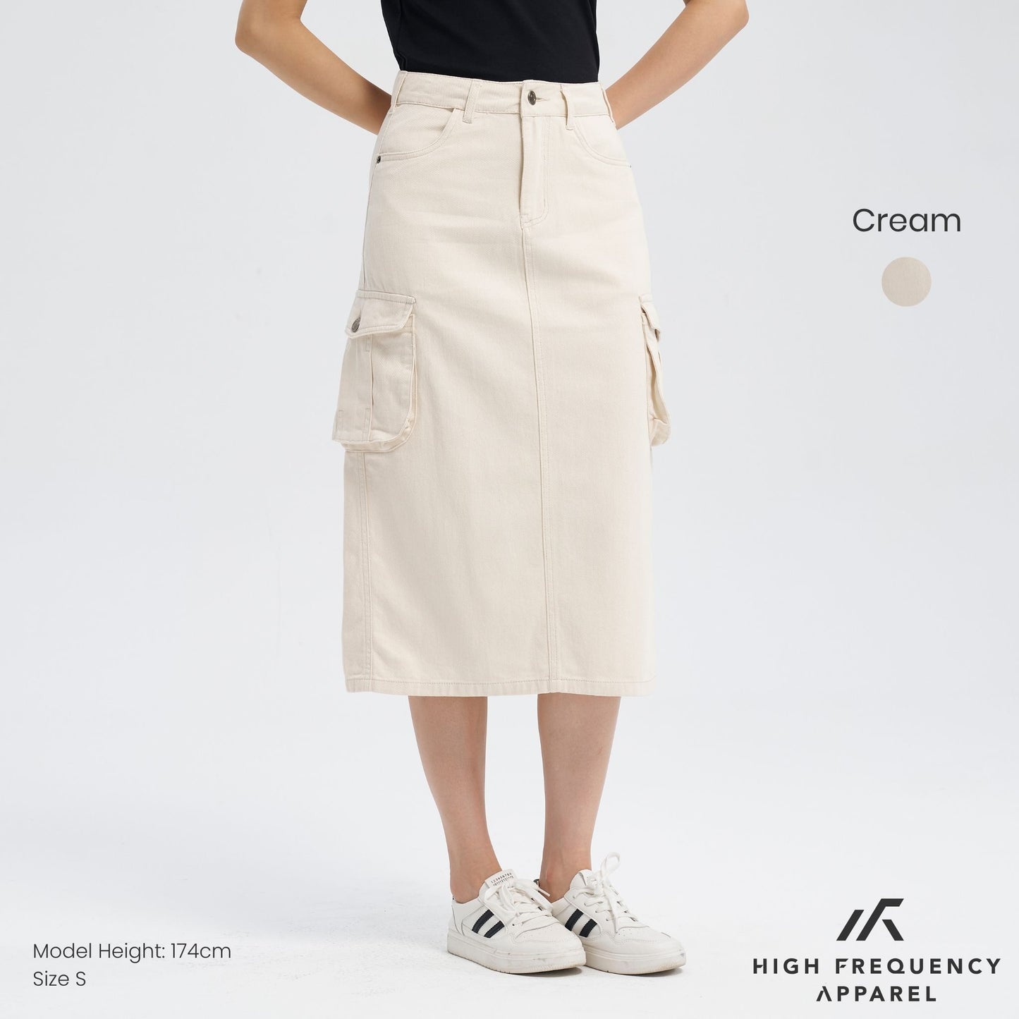 midi denim cargo skirt