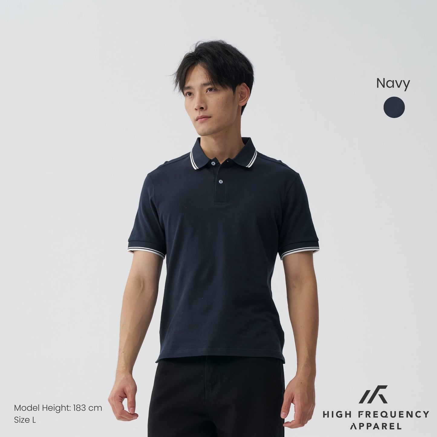 hfa men’s striped collar piqué polo – slim fit
