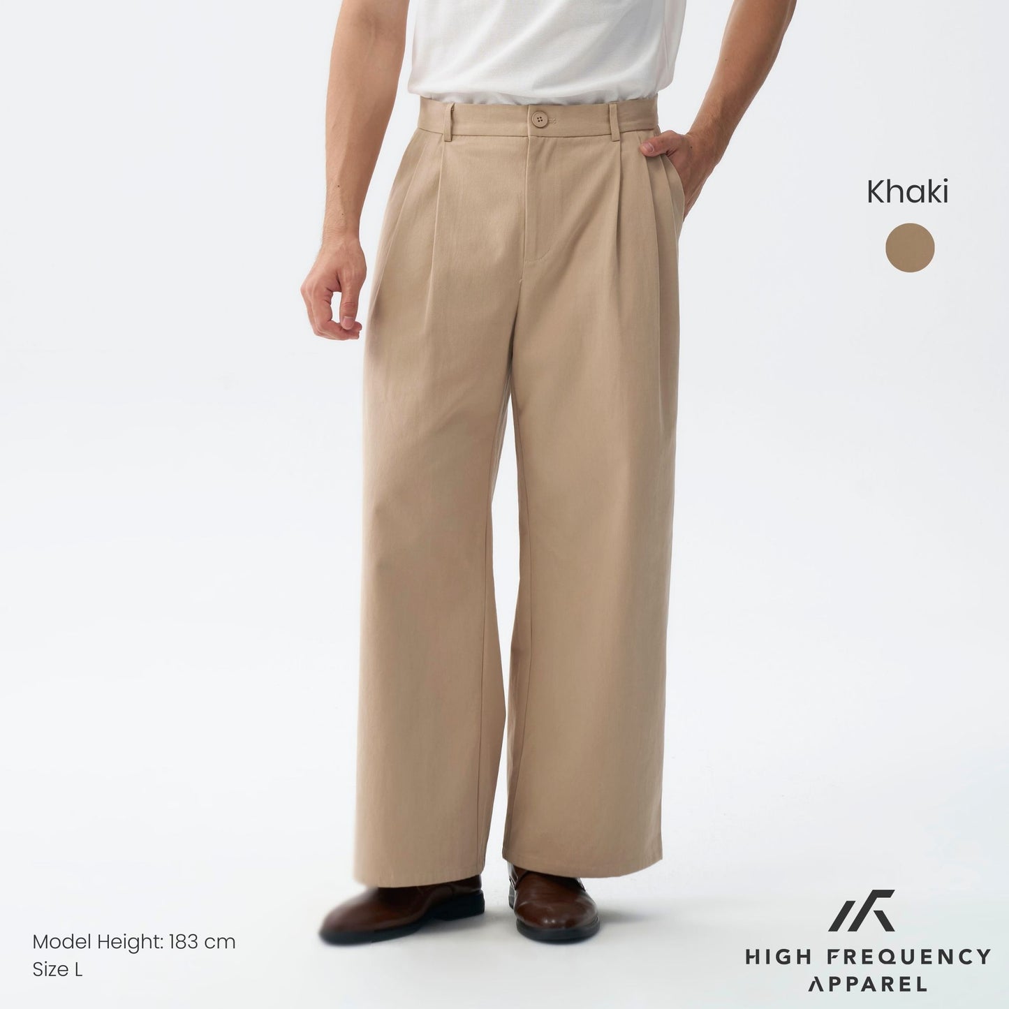 hfa men's double pleated wide leg chino pants