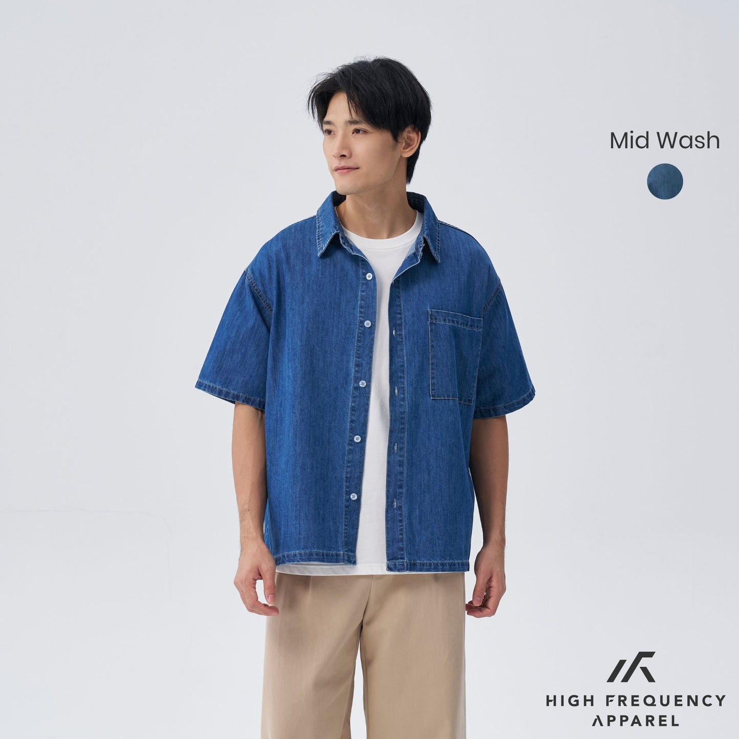 hfa men’s oversized short sleeve denim shirt