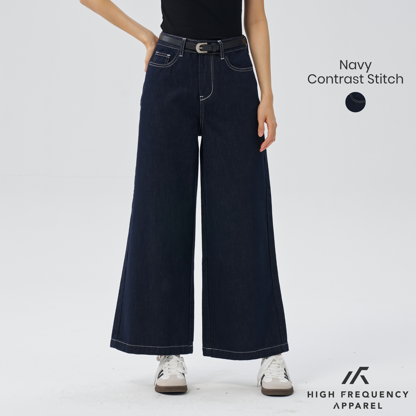 ultra wide leg dark denim jeans
