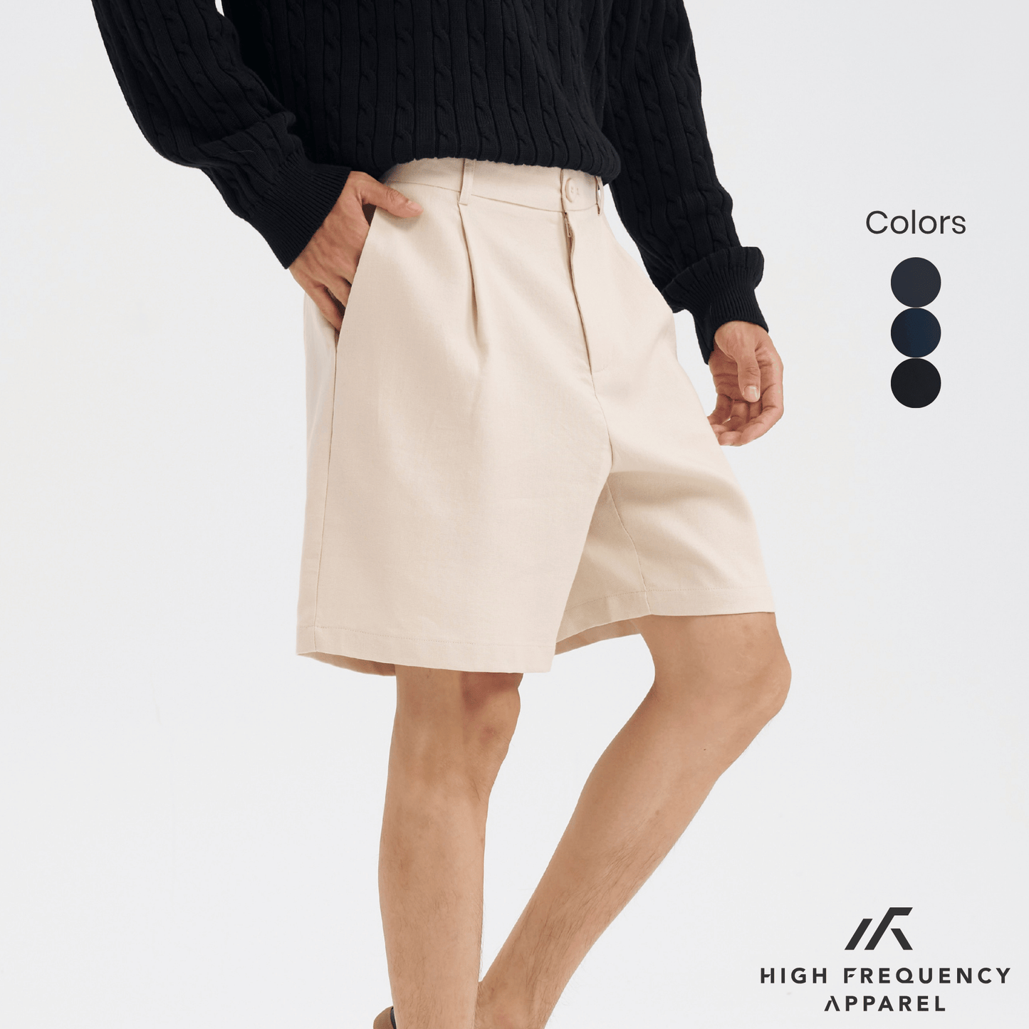 single pleated linen shorts