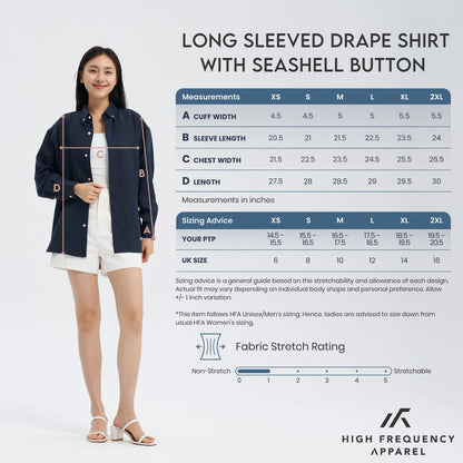 Long Sleeve Relaxed Drape Shirt With Seashell Buttons