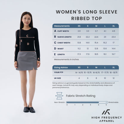 HFA Women’s Long Sleeve Ribbed Tee – Stretch Fit Essentials