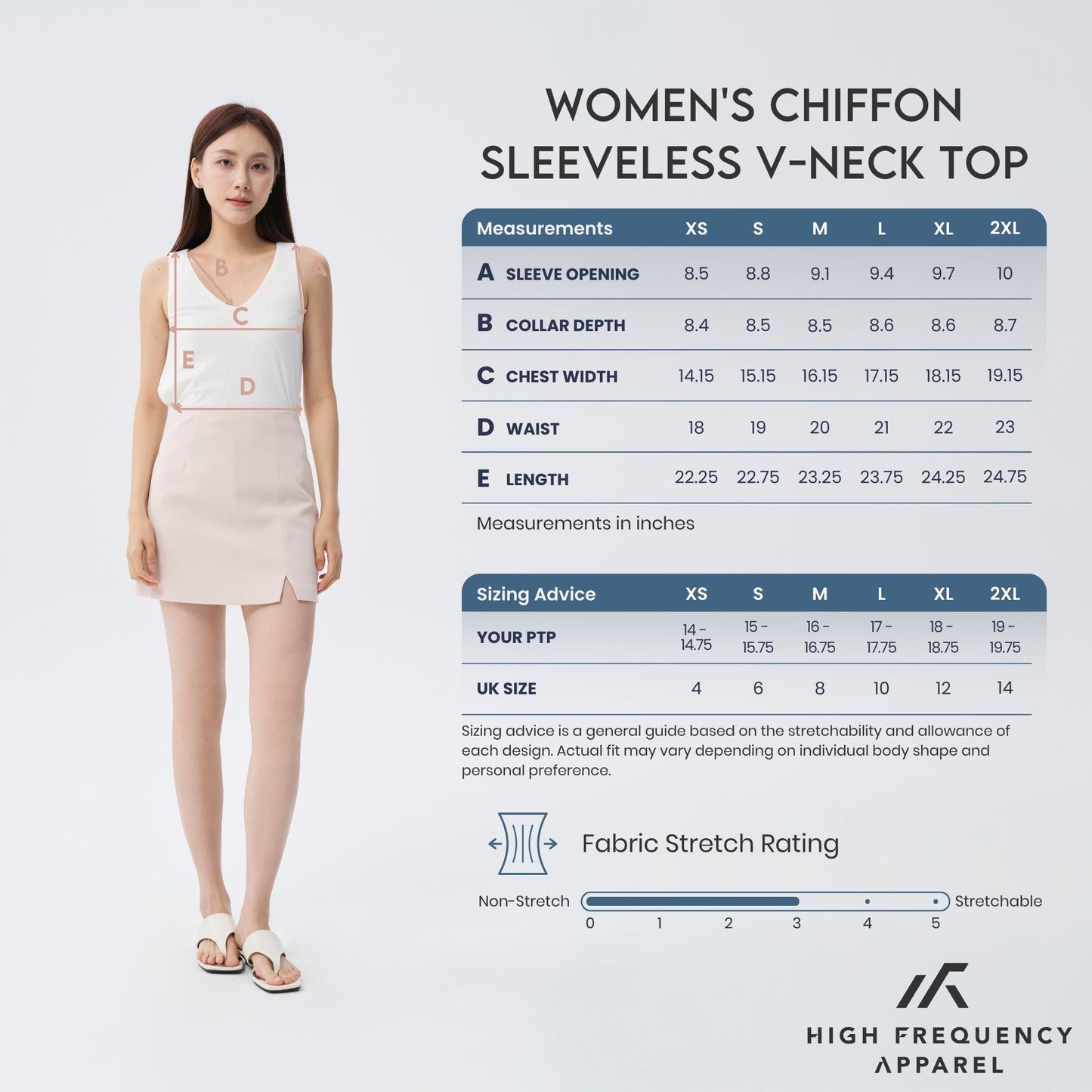 hfa women's chiffon sleeveless v-neck top