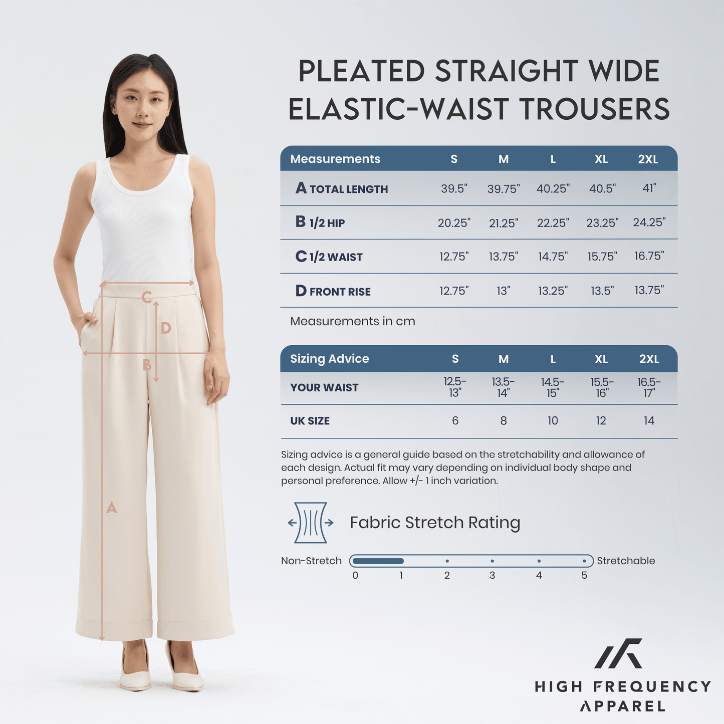pleated straight wide elastic-waist trousers