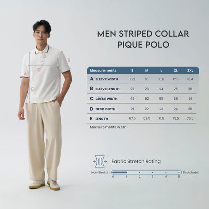 HFA Men’s Striped Collar Piqué Polo – Slim Fit