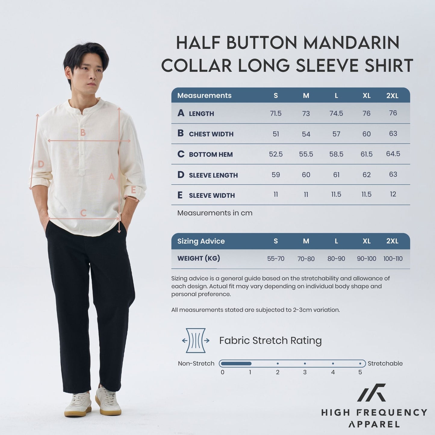 half button mandarin collar long sleeve shirt