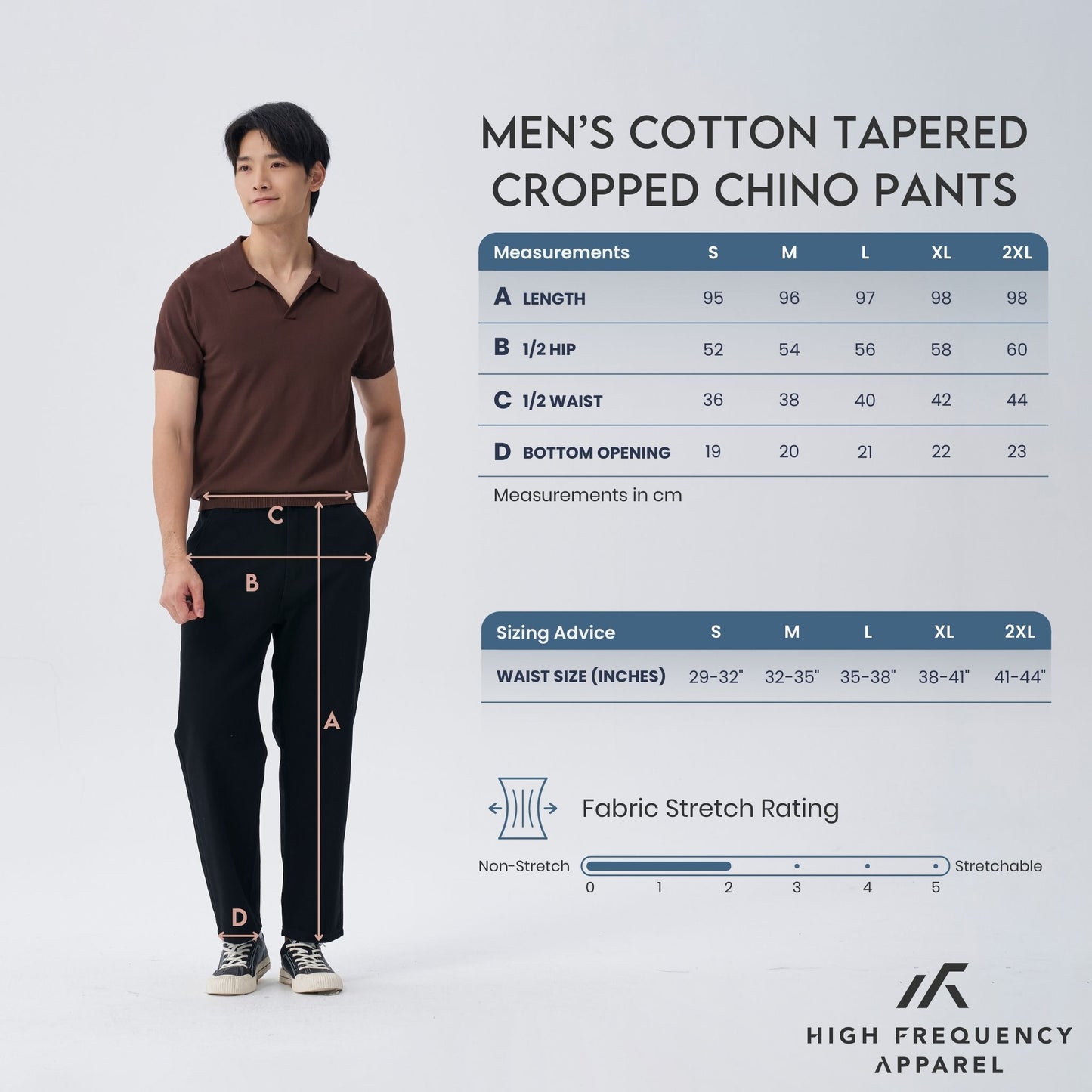 hfa men’s cotton tapered cropped chino pants