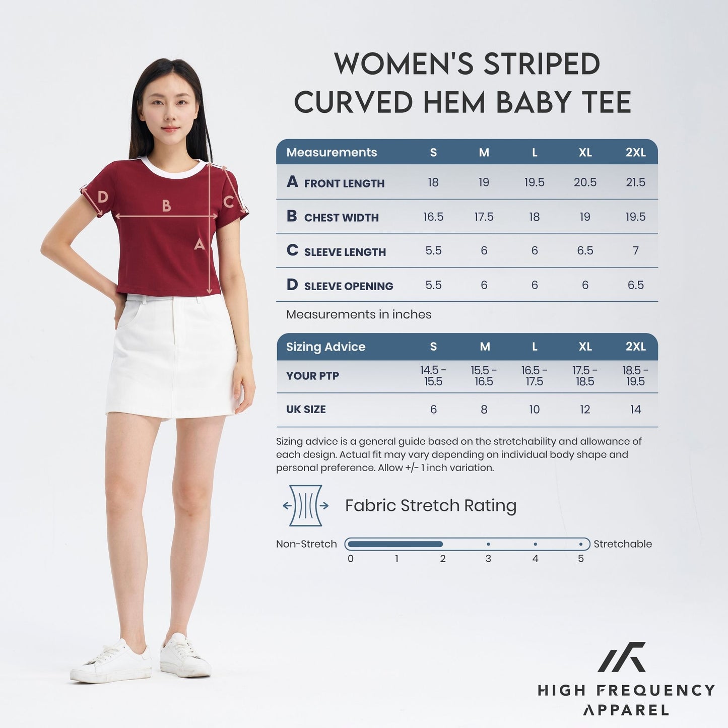 striped curved hem baby tee
