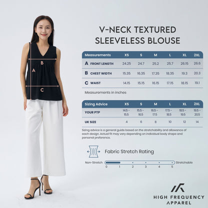 HFA Women’s V-Neck Textured Iron-Free Sleeveless Blouse
